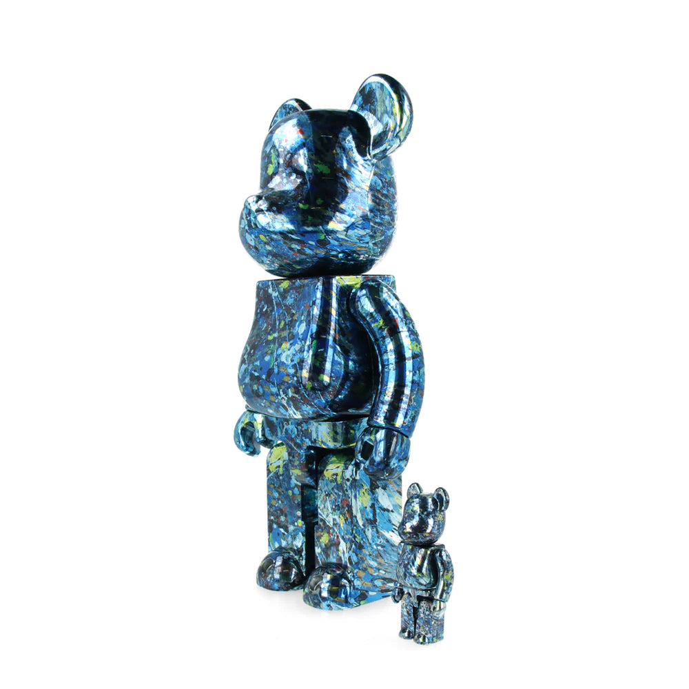 Bearbrick Jackson Pollock Studio - Chrome 400% + 100%