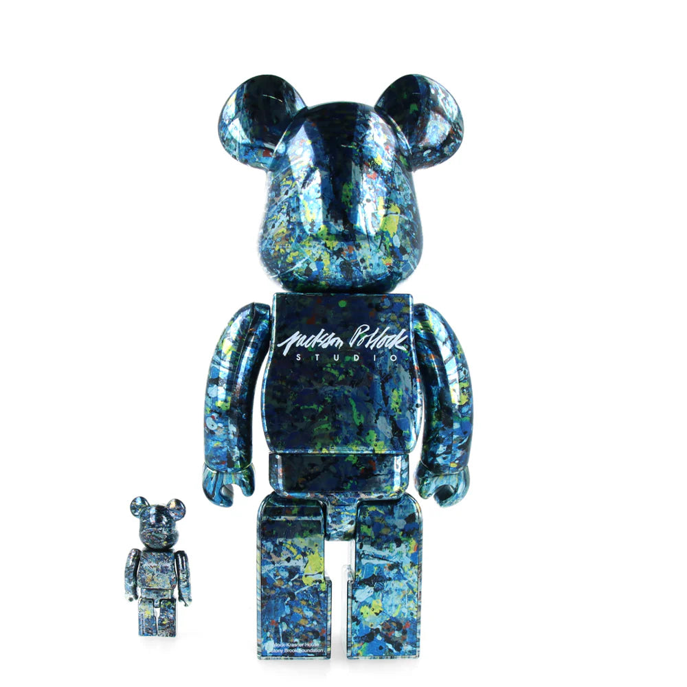 Bearbrick Jackson Pollock Studio - Chrome 400% + 100%