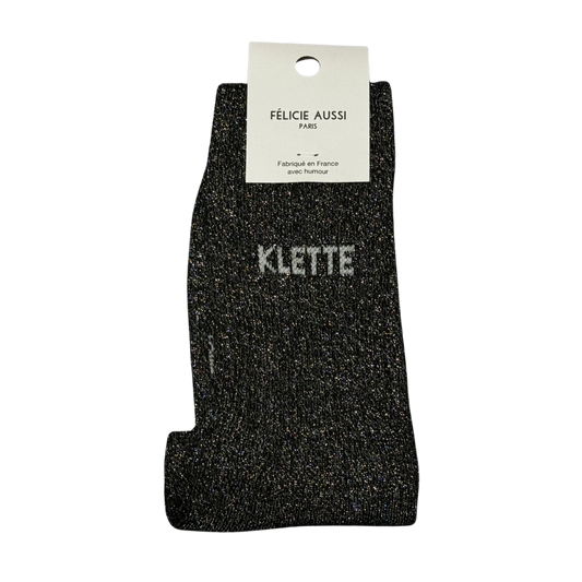 Chaussettes noires à paillettes pour femmes Klette Félicie Aussi 36/0