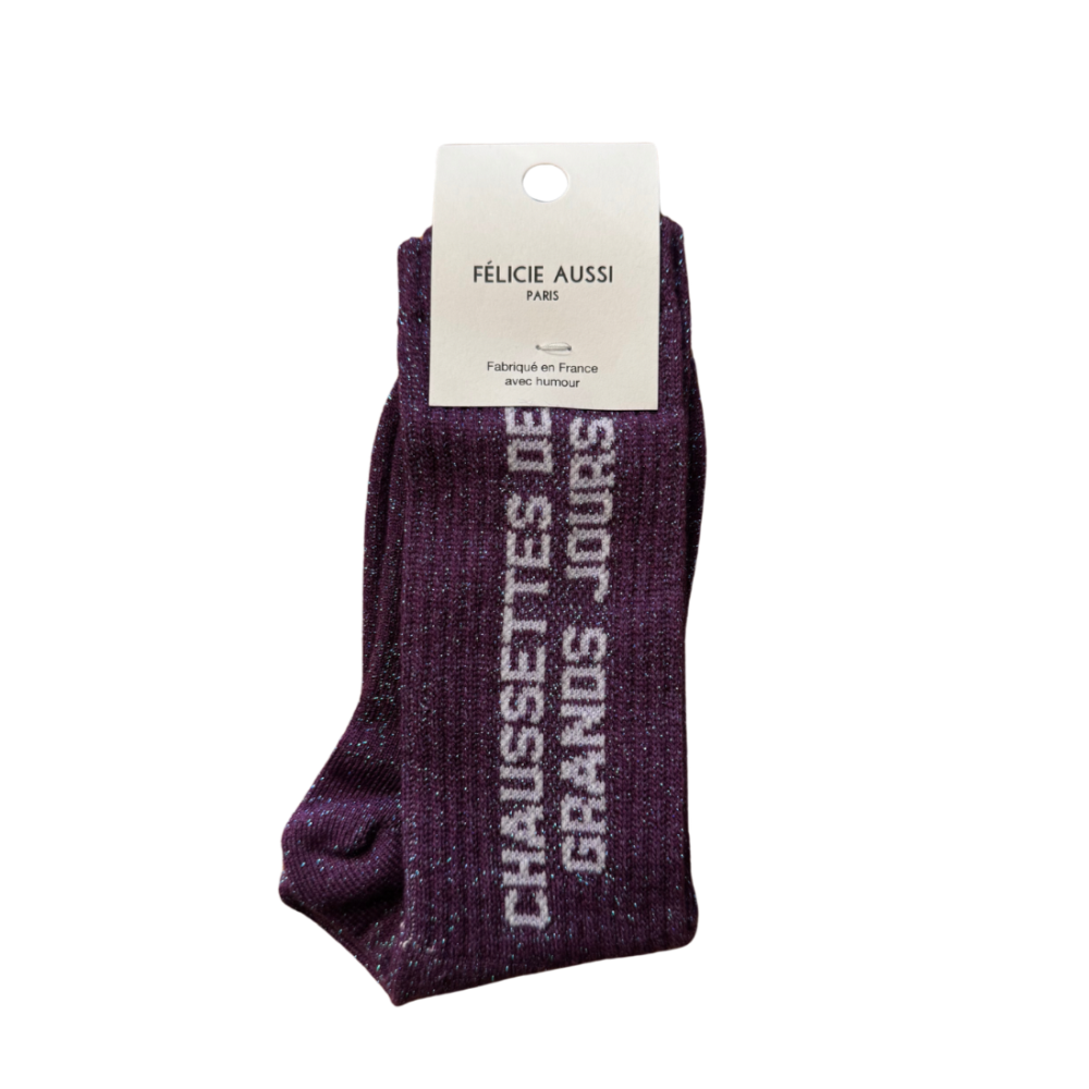 Chaussettes violettes à paillettes pour enfants Des Grands Jours Félicie Aussi 24/26 - 31/34