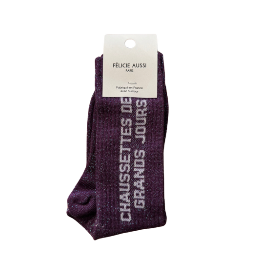 Chaussettes violettes à paillettes pour enfants Des Grands Jours Félicie Aussi 24/26 - 31/34