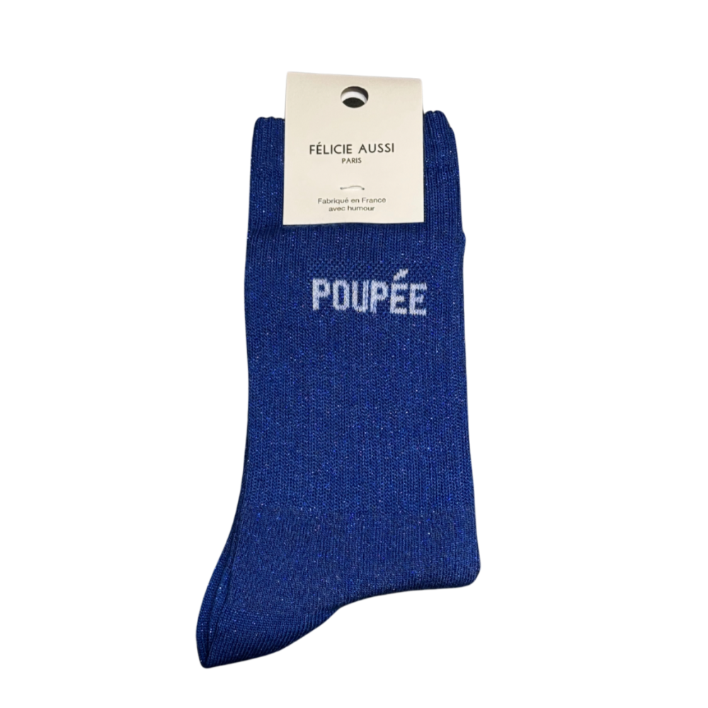 Chaussettes bleues à paillettes pour femmes Poupée Félicie Aussi 36/40