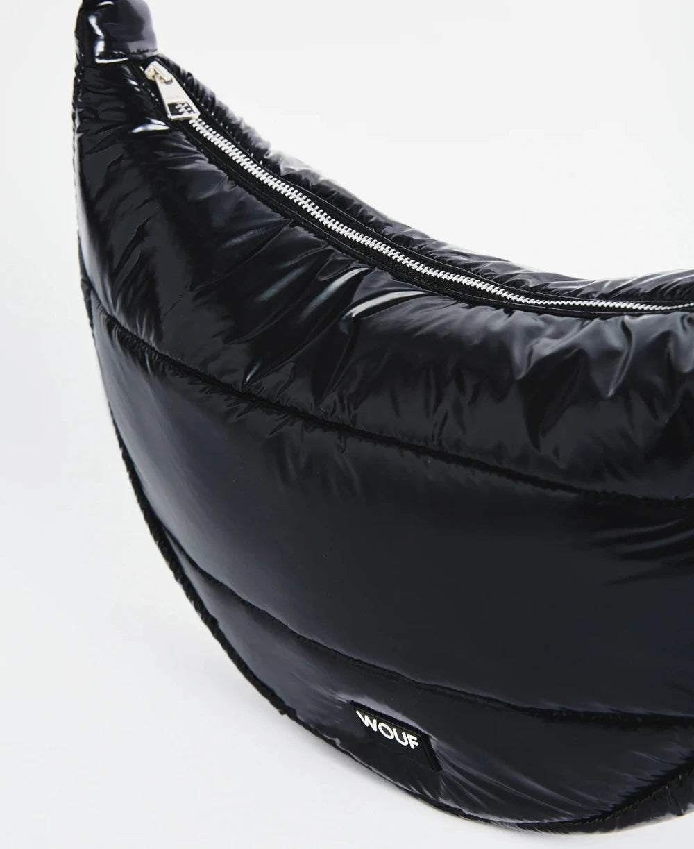 Wouf grand sac à bandoulière collection Black Glossy avec son effet métallisé  noir