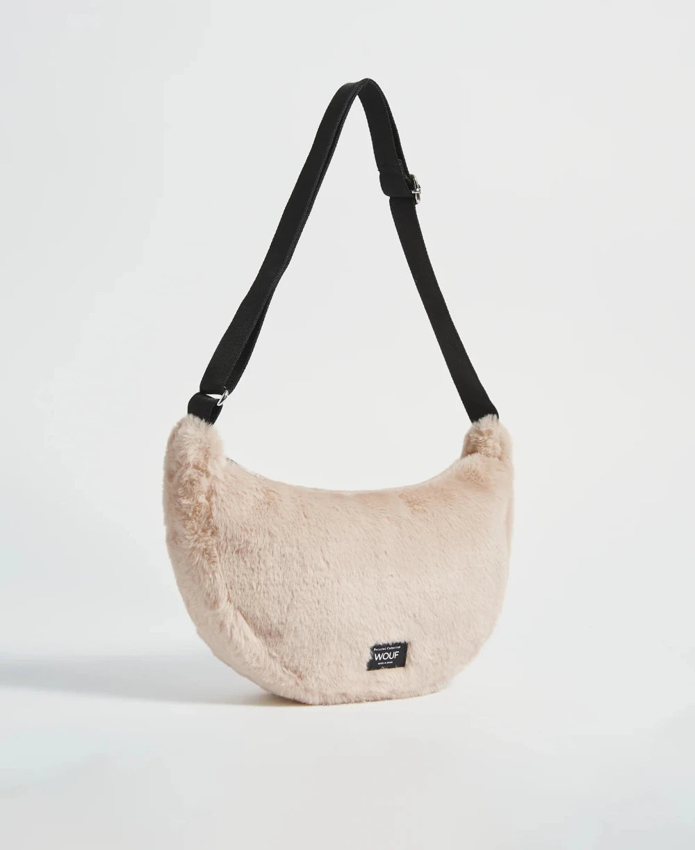 Wouf sac à bandoulière collection Nevada avec son effet fausse fourrure beige