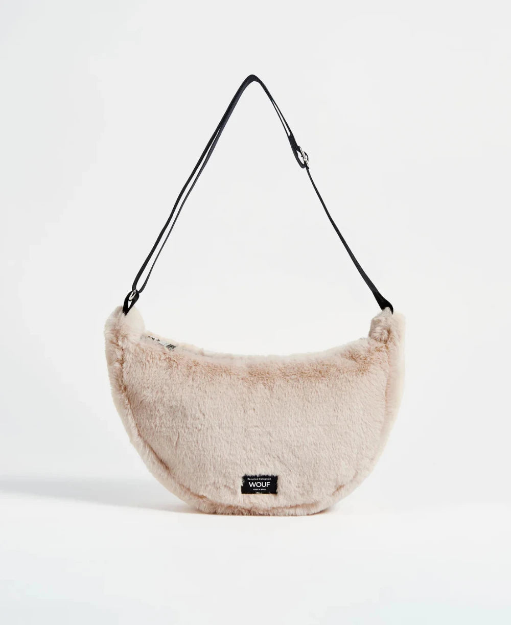 Wouf sac à bandoulière collection Nevada avec son effet fausse fourrure beige