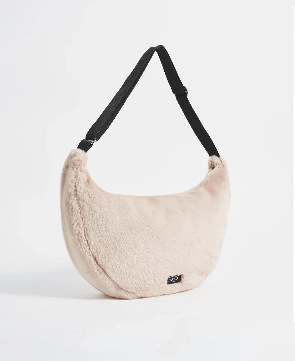 Wouf grand sac à bandoulière collection Nevada avec son effet fausse fourrure beige