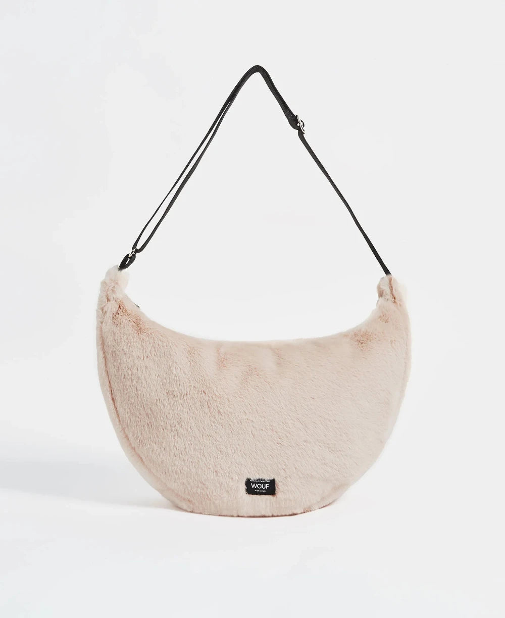 Wouf grand sac à bandoulière collection Nevada avec son effet fausse fourrure beige