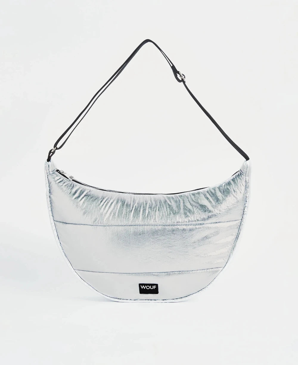 Wouf grand sac à bandoulière collection Silver Glossy avec son effet métallisé argenté