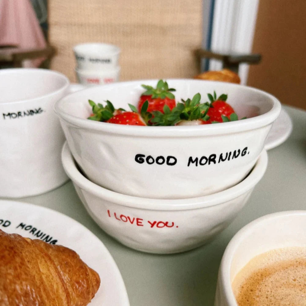 Good Morning -  Bol en céramique avec typo manuscrite - Anna+nina