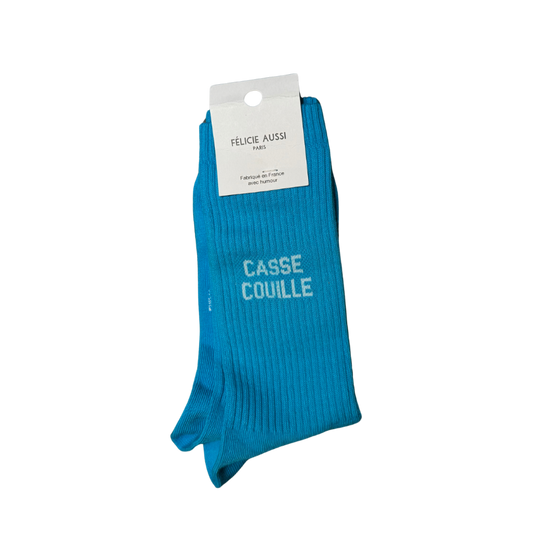 Chaussettes turquoise pour hommes Casse Couille Félicie Aussi 40/45