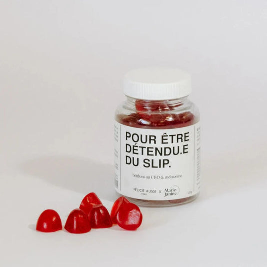 Pour être détendu du slip - boite de 40 Gummies CBD et mélatonine - collaboration Félice Aussi x Marie Janine