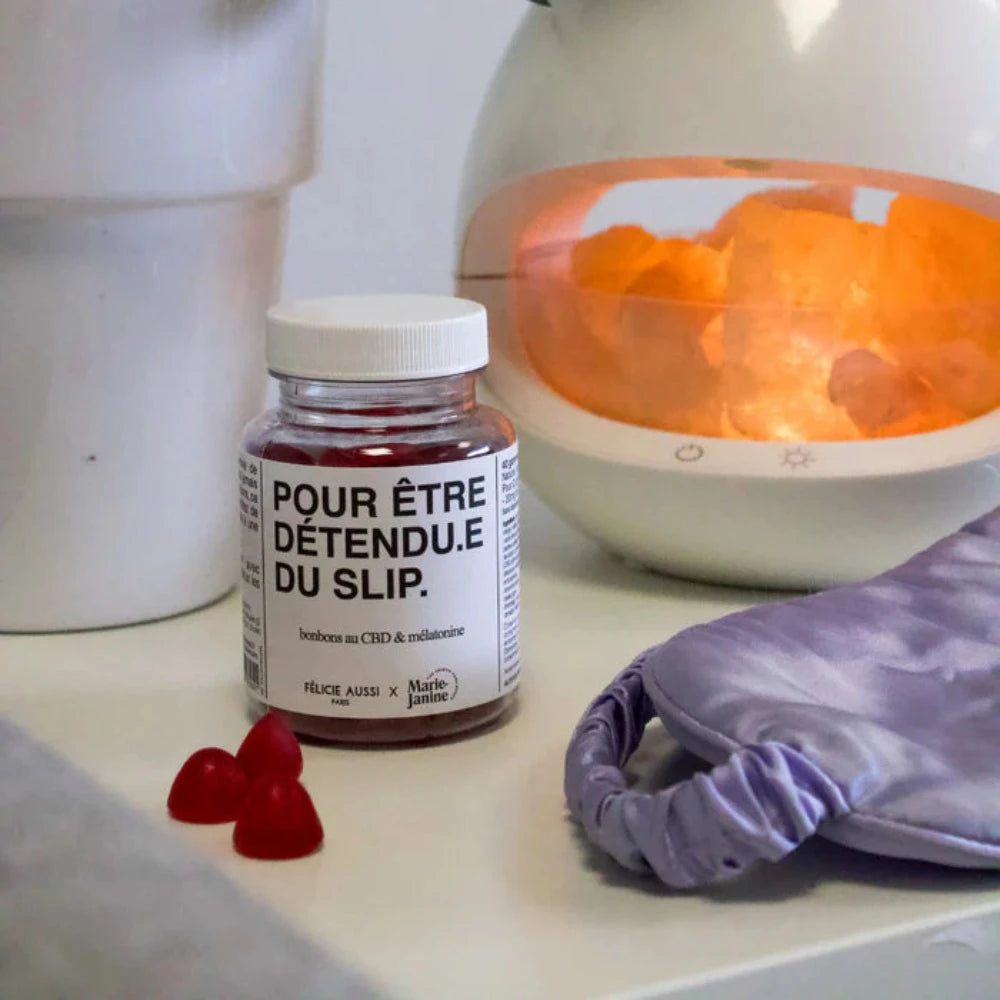 Pour être détendu du slip - boite de 40 Gummies CBD et mélatonine - collaboration Félice Aussi x Marie Janine