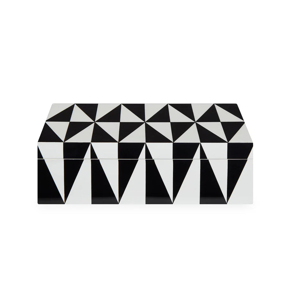 Boite en laqué noir et blanc Op Art - Jonathan Adler