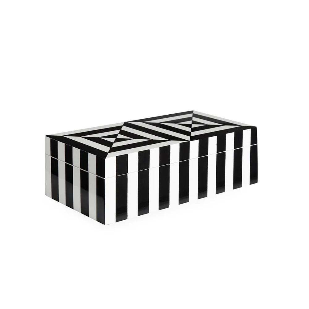 Boite en laqué noir et blanc Op Art - Jonathan Adler