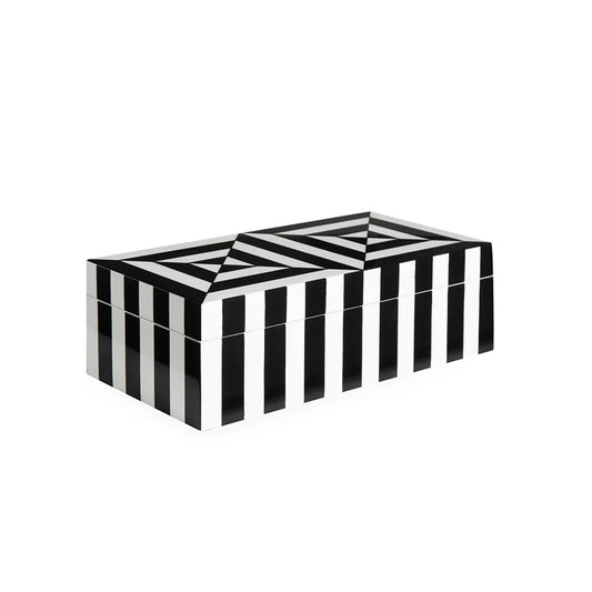 Boite en laqué noir et blanc Op Art - Jonathan Adler