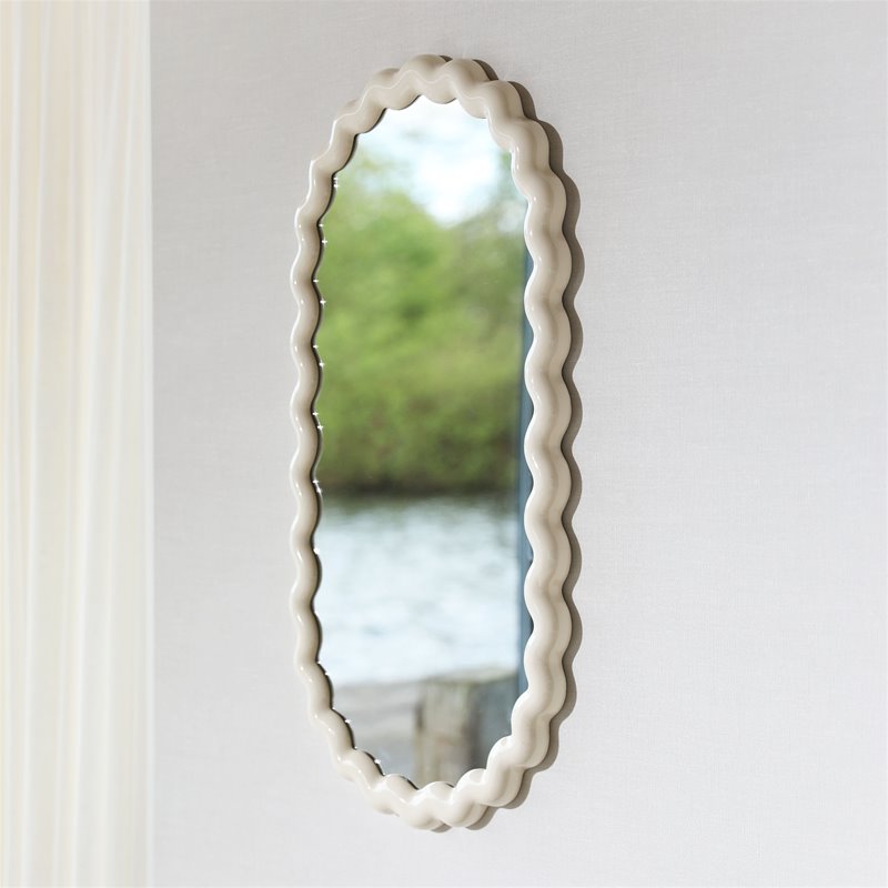 Grand Miroir Zig Zag blanc-cassé - Klevering