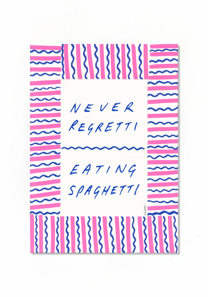 Pink Stripes Never Regret Eating Spaghetti - Affiche - Nephtys