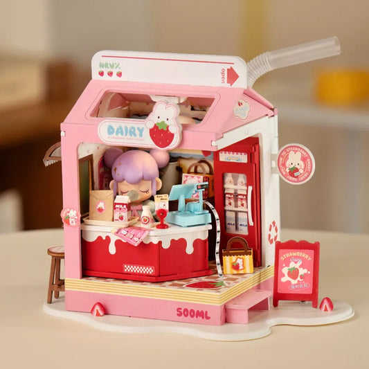 Strawberry Milk Box Rolife - Maison miniature à monter soi-même modèle boite à lait fraise