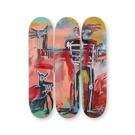 Triptyque de Skates Boy and Dog in a Johnnypump, 1982 - Jean-Michel Basquiat - The skateroom