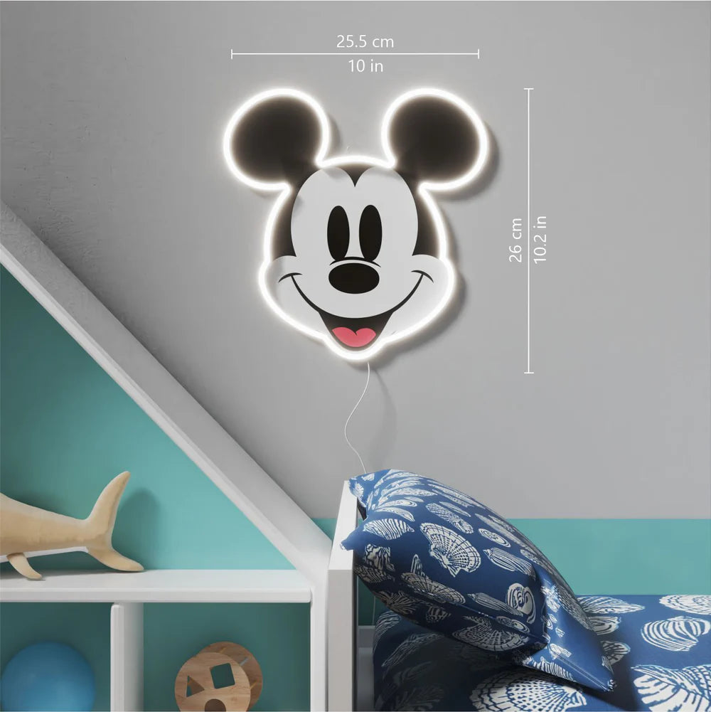 Mickey Printed Face - Néon LED - Yellow Pop