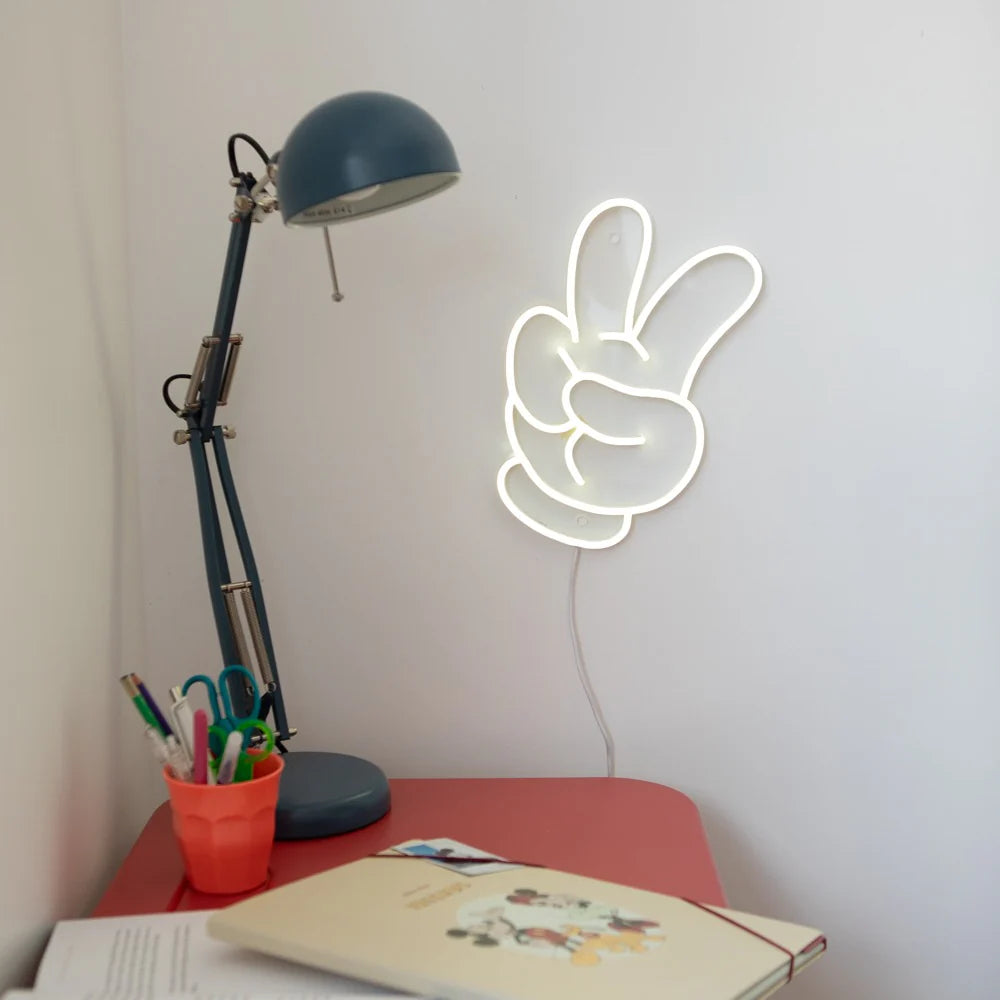 Mini Glove Peace - Néon LED - Yellow Pop