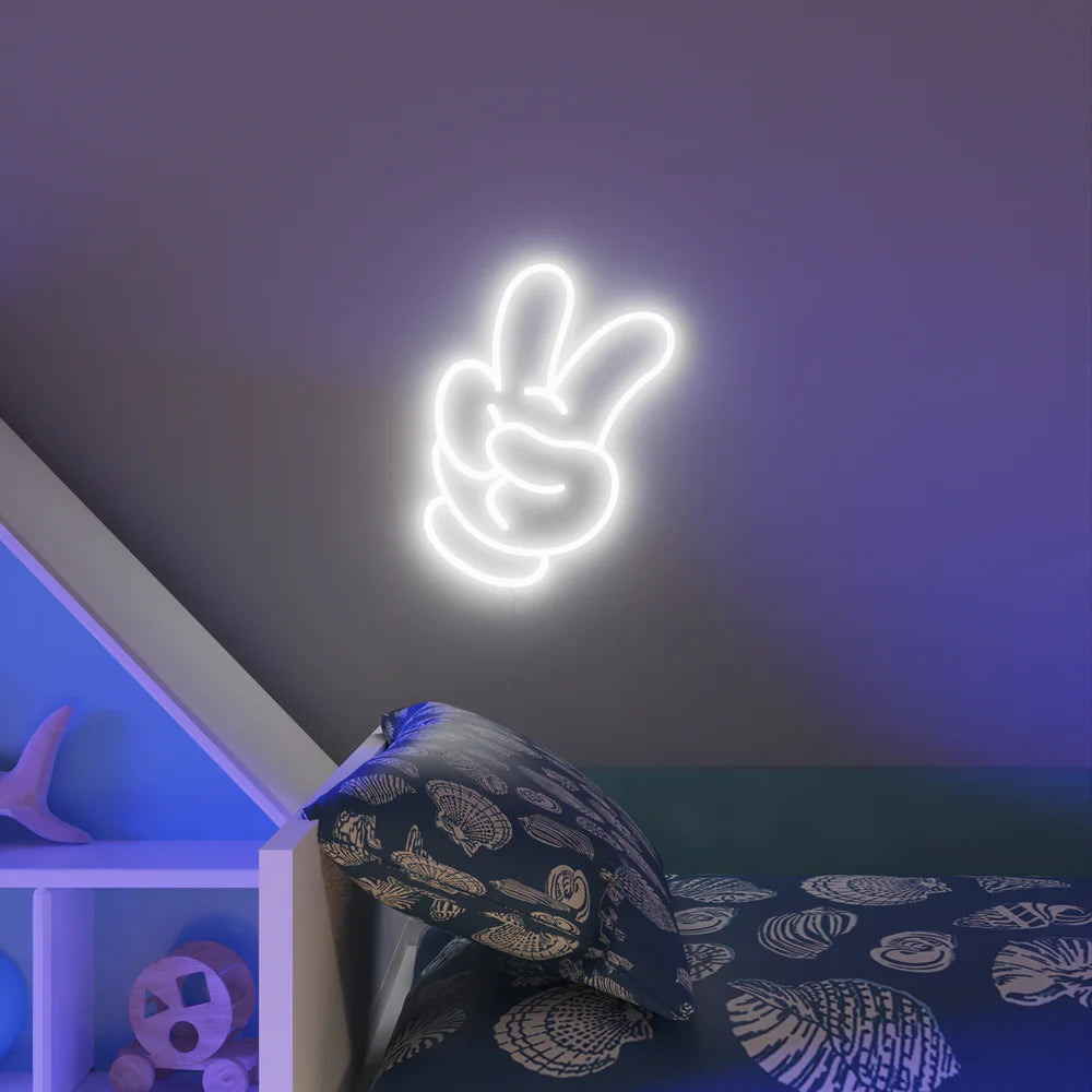 Mini Glove Peace - Néon LED - Yellow Pop