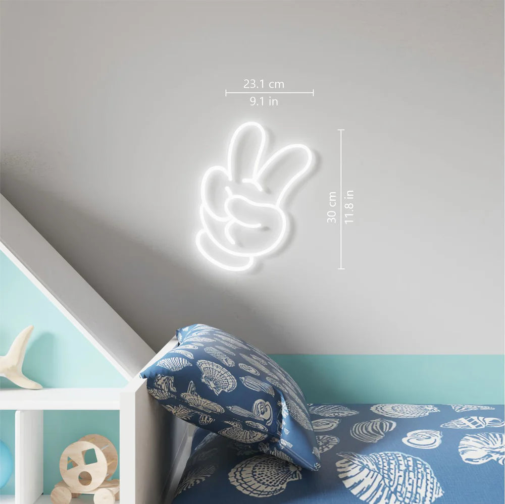 Mini Glove Peace - Néon LED - Yellow Pop