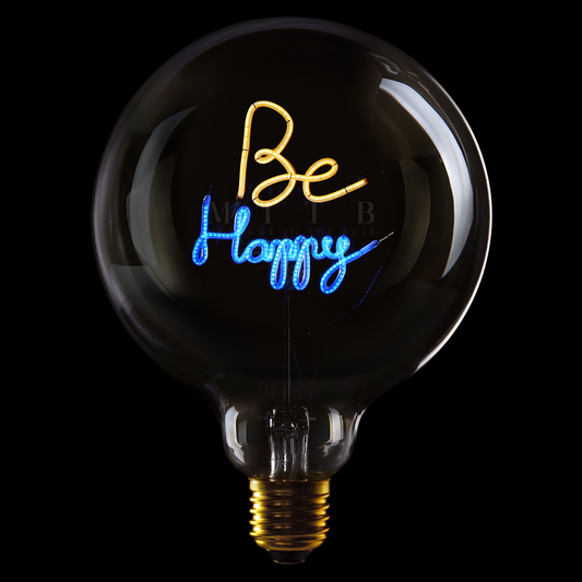 Ampoule Led Be Happy, bleu et ambre - Message in the Bulb