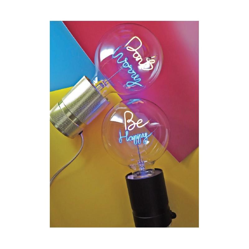 Ampoule Led Be Happy, bleu et ambre - Message in the Bulb